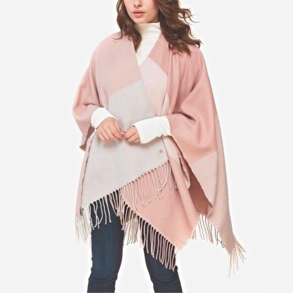 SOIA & KYO Mirel Woven Scarfigan with Fringe in Pink and Cream One Size NWOT - Picture 6 of 14